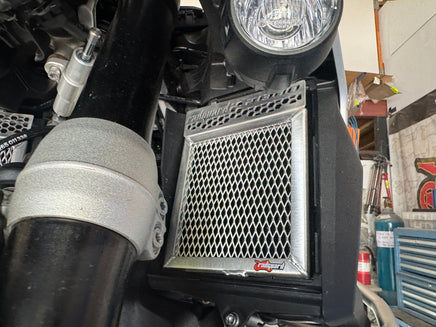 Polished Radiator Guards from Rad Guard fitted to a BMW R1300 GS