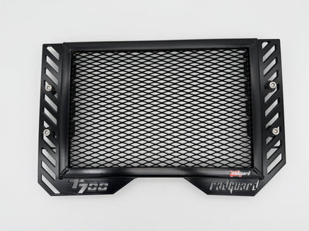 Motorcycle radiator guard for the Yamaha T700 in Black