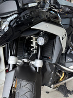 View of the BMW R1300GS with Rad Guard radiator guards fitted 
