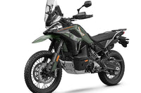 Motorcycle with green and black design on a white background - CFMOTO 1000 MT-X