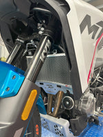 CFMoto 450MT/ibex Radiator Guard Polished Alloy fitted to bike