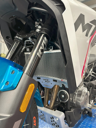 CFMoto 450MT/ibex Radiator Guard Polished Alloy fitted to bike