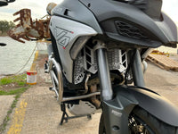 Ducati V4 Polished Alloy rad guards fitted. Radiator Guards, protection, best looking rad guards, on silver bike
