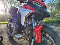 Ducati V4 Polished Alloy rad guards fitted o red bike