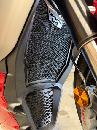 Ducati XDiavel Rad Guards fitted Black on red bike Radguards radiator guards protection