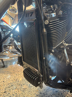 Harley Davidson Heritage Classic 117 with a black rad guard fitted.
