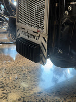 rad guard fitted to Harley Davidson Heritage Classic 117 showing the bottom mounting points and cnc work