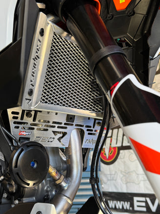KTM 390 Adventure R Radiator & Engine Guard Set fitted in the polished alloy