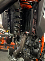 KTM 390 Enduro R Rad Guard fitted in Black. Protecting the radiator guard from sticks, rocks etc. available to buy in black