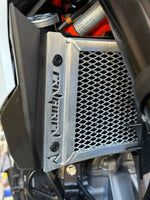 Side view of the fitment for the KTM 390 Enduro R in polished alloy. 