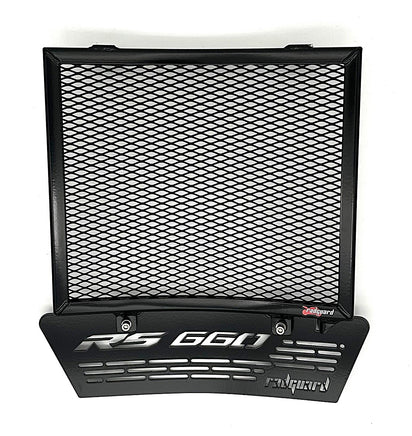 Black radiator and pipe set available for the Aprilia RS660 from Rad Guard 